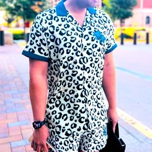 BooHoo Man Animal Print Short Sleeve Button Down Shirt In Large